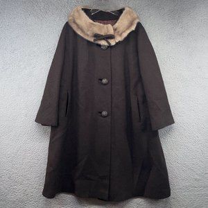 Vintage 60s Fur Collar Coat Womens Large Brown Findlay Fashion Original by Greg